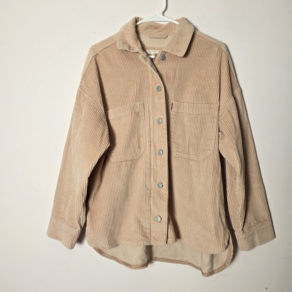 Levi’s Blush Pink Peach Corduroy Shacket Oversized Jacket Button Zip Small